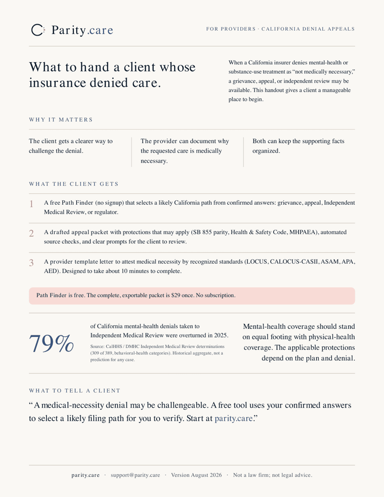 Preview of the provider brief PDF
